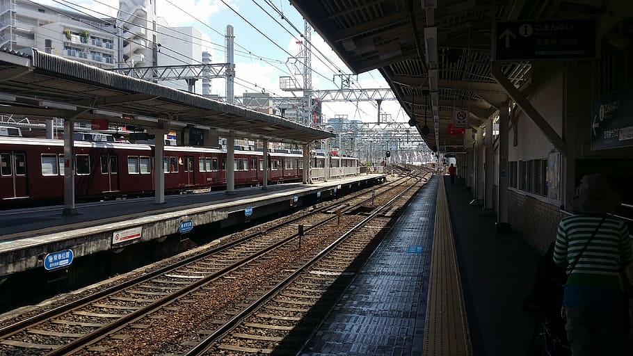 Япония, Осака, вокзал, трамвай, железная дорога, трек, железнодорожный путь, железнодорожный транспорт, архитектура, построенная конструкция