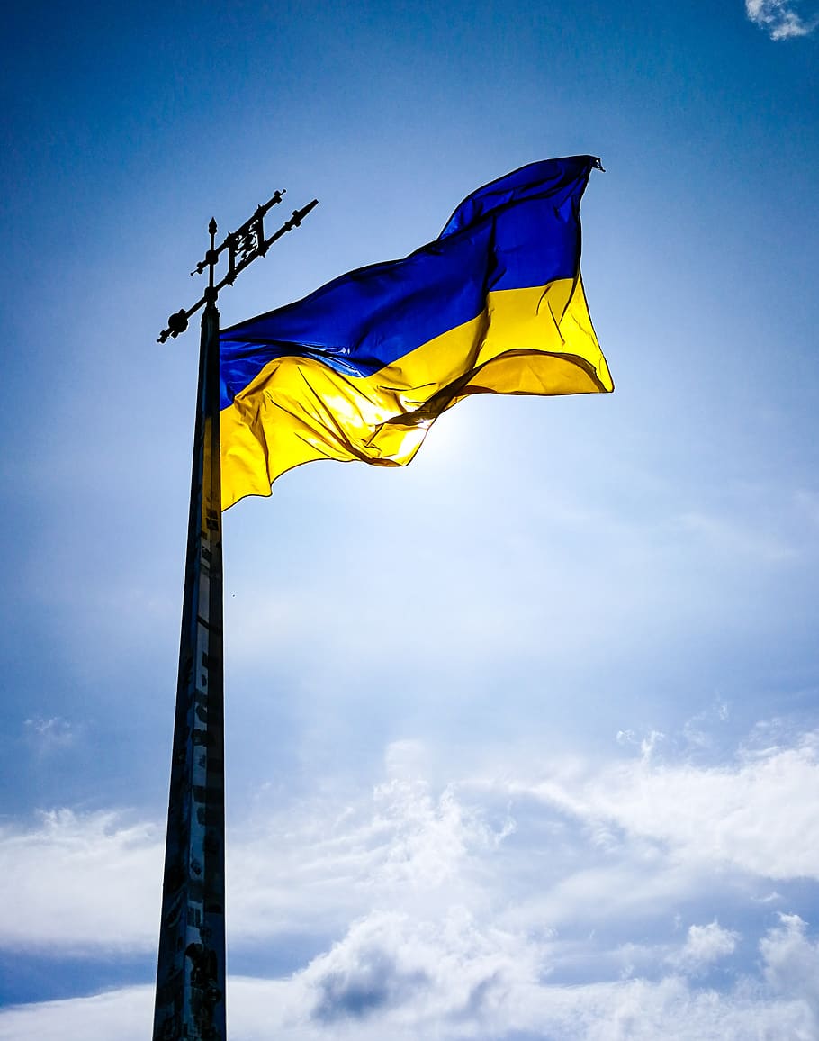 ucrânia, bandeira, europa, marco, viagem, azul, turismo, estado, cores nacionais, céu