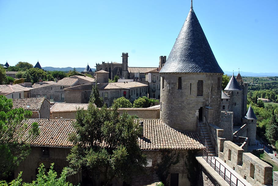texas, tower, roof, castle, medieval, carcassonne, monument, building, middle ages, architecture