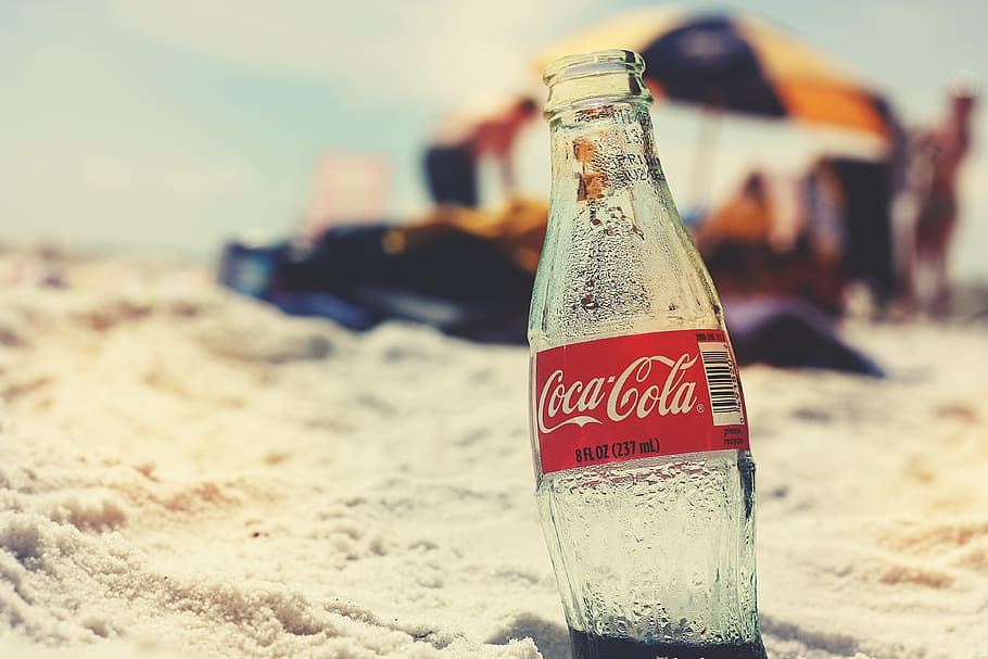 coca-cola glass bottle, seashore, coca cola, bottle, beach, retro, vintage, summer, ocean, relax
