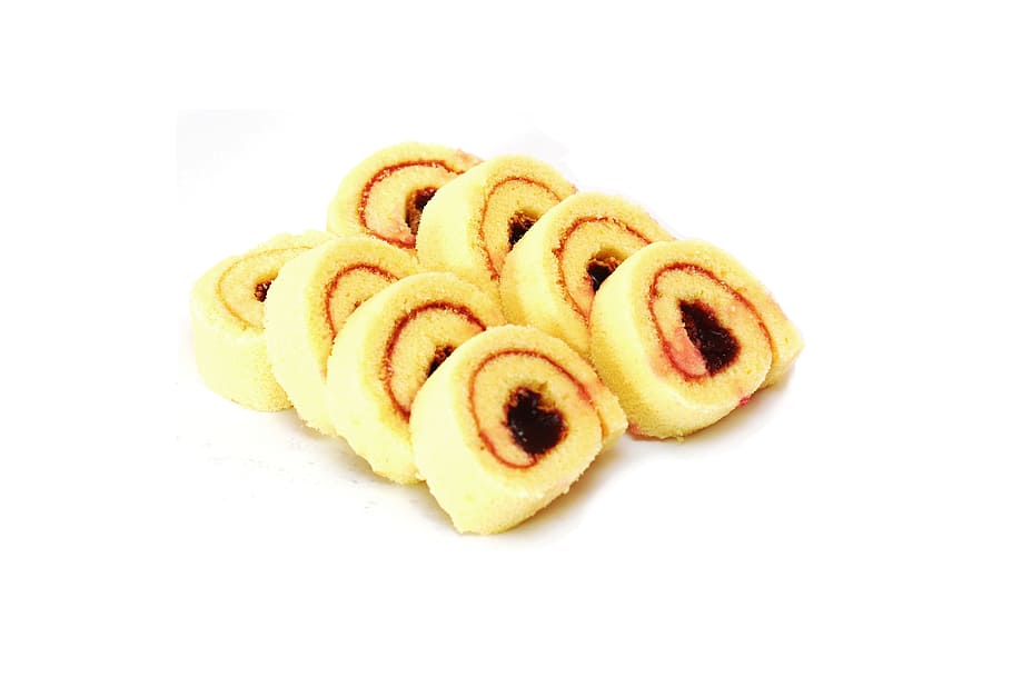 yellow sponge cake, Rolls, Bakery, Sweets, Bread, Meal, Food, jam, jelly, food and drink