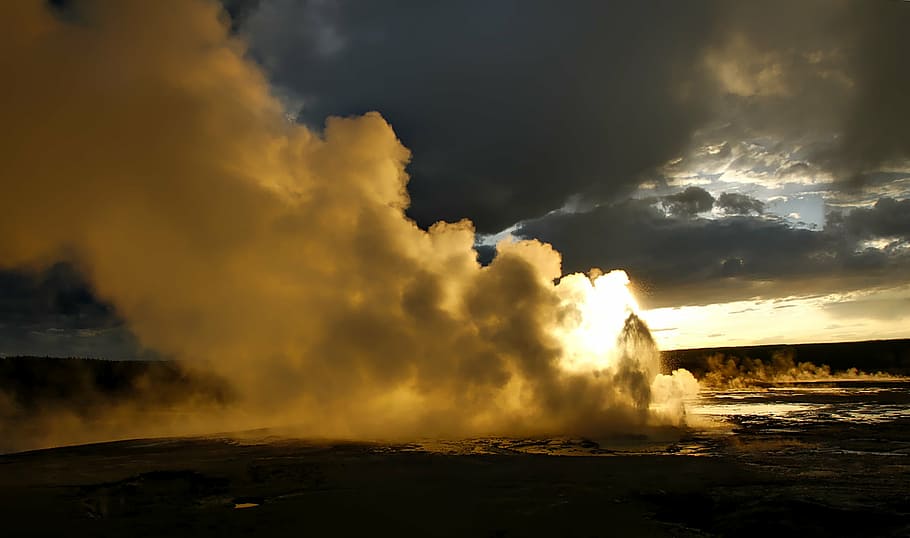 steam, coming, land landscape photography, yellowstone, national park, wyoming, landscape, scenic, destinations, travel