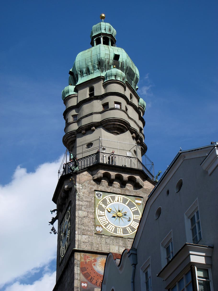 シティタワー, インスブルック, オーストリア, 建築, 建物, パブリックドメイン, 時計, タワー, 時計塔, 建物の外観