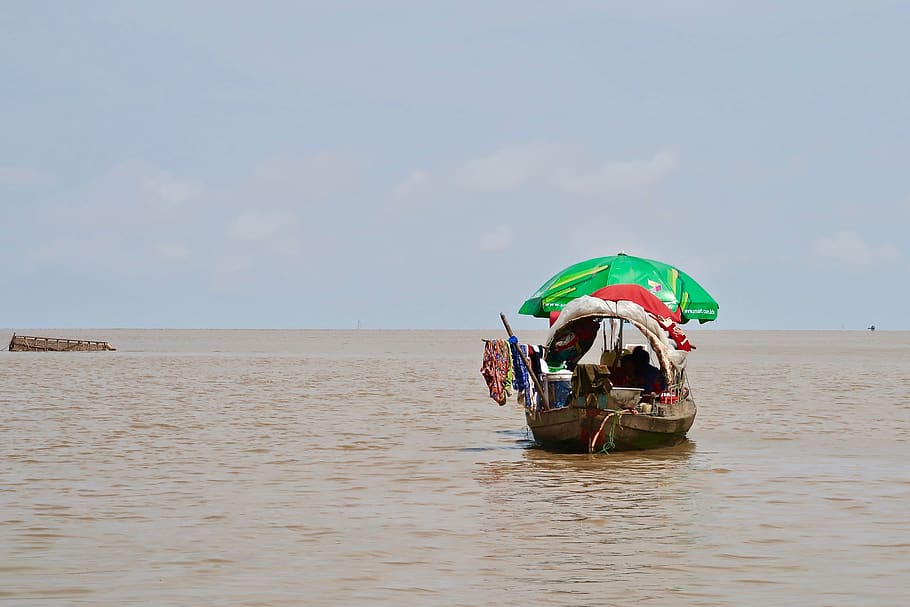 cambodia, tonle sap, boat, boat people, floating, lake, water, sky, beach, sea