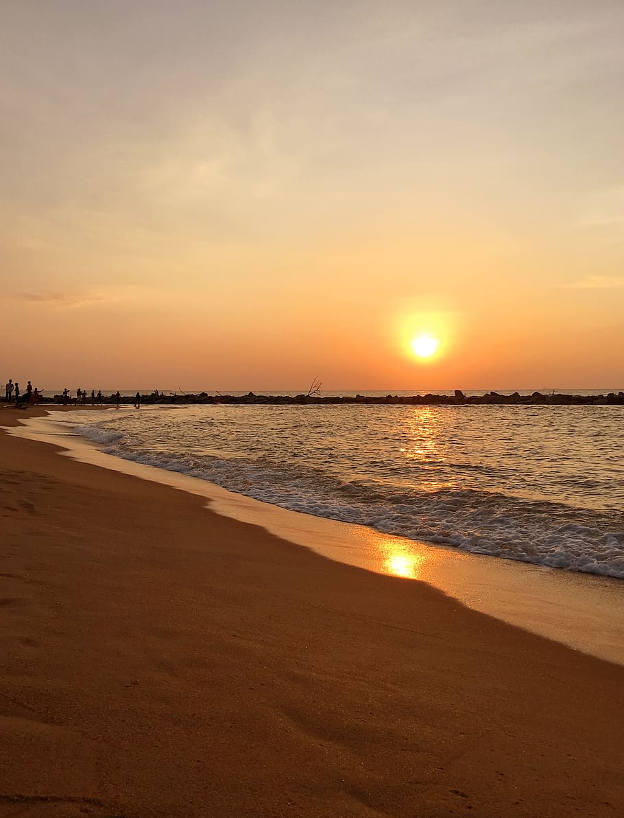 shore during sunset, sunset, sri lanka, beach, sand, sea, ocean, sri, lanka, travel