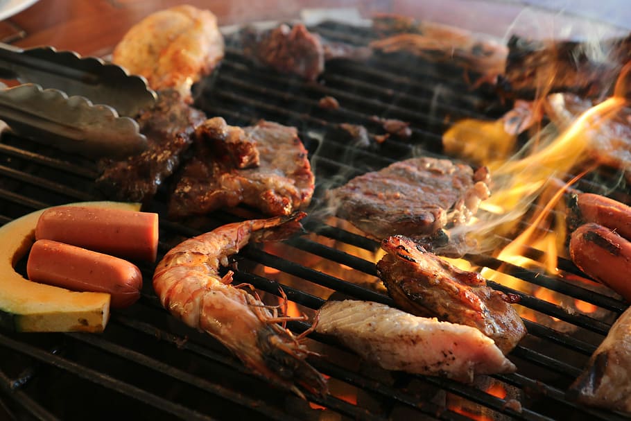 Barbecues, Grill, Dinner, Meat, Fish, crayfish, barbecue grill, barbecue, grilled, food and drink