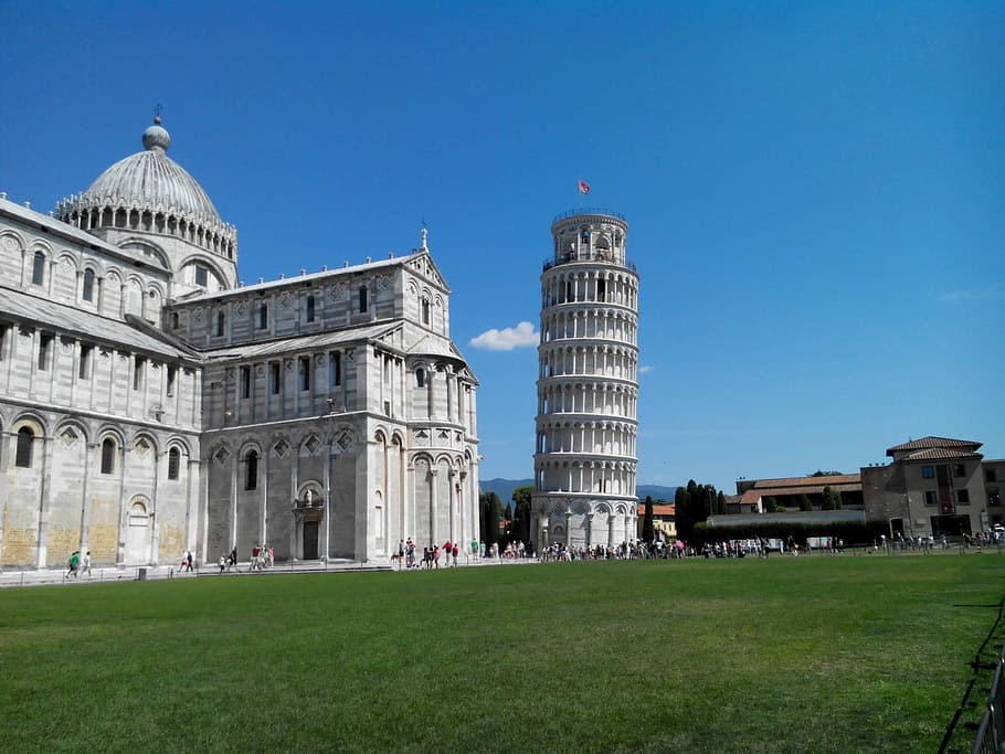 Pisa, Torre, Piazza Dei Miracoli, tuscany, monument, works, blue sky, culture, middle ages, tourism