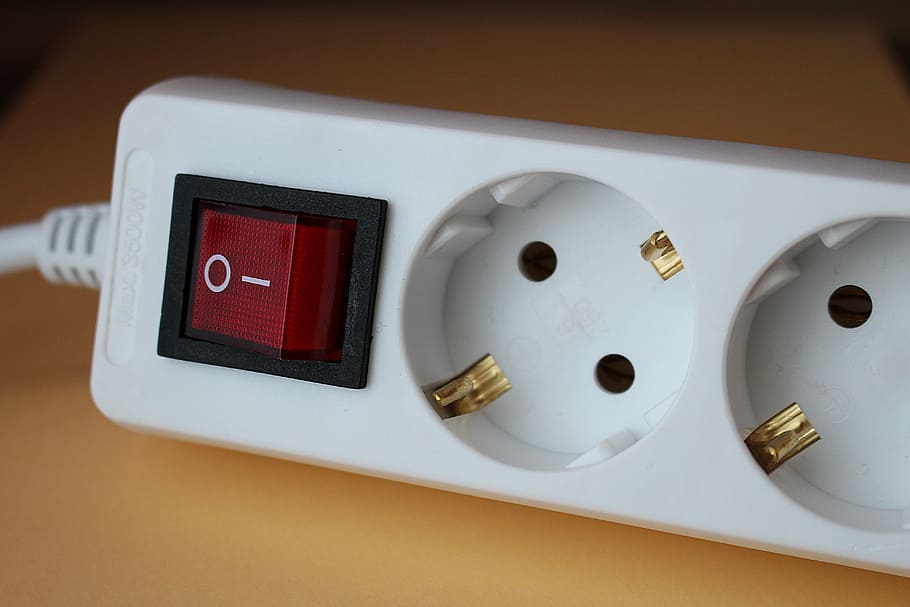 powered-off, white, power strip, socket, power distribution unit, sockets, current, technology, indoors, control