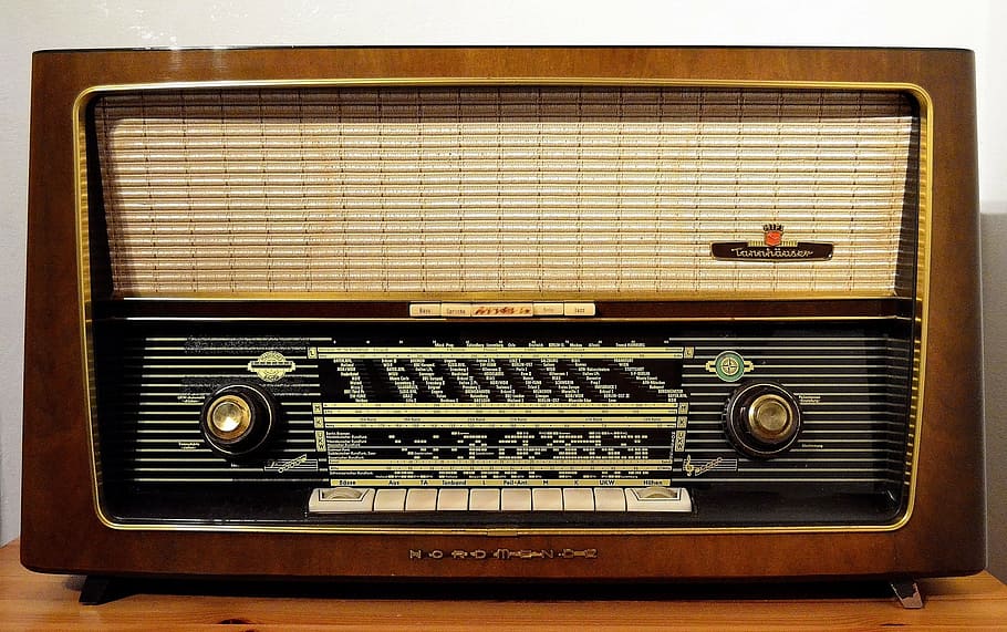 coklat, krem, radio transistor, kayu, permukaan, radio, radio tabung, perangkat radio, frekuensi, antik
