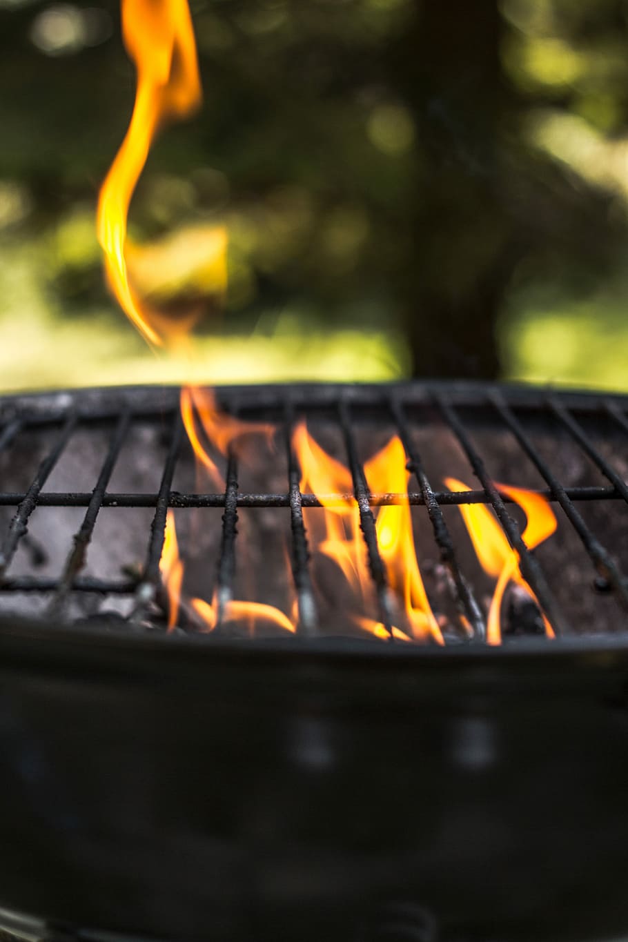 Grill, Season, Fire, season on the grill, empty grill, grilling, get fire to burn, kindling, coal, hot