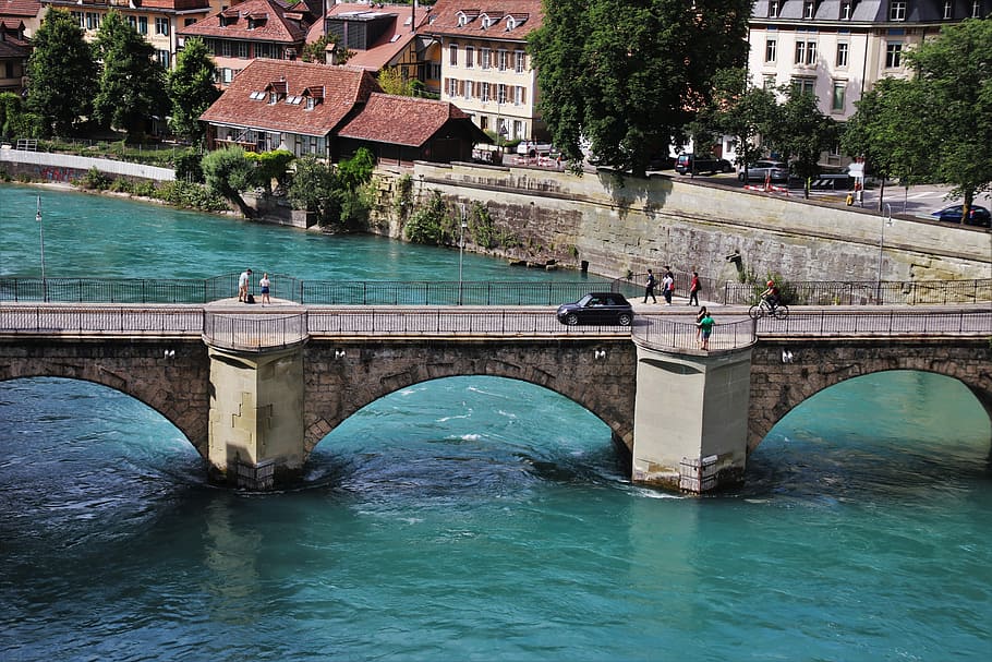 bern, switzerland, bridge, river, the old town, history, panorama, landscape, city, the prospect of