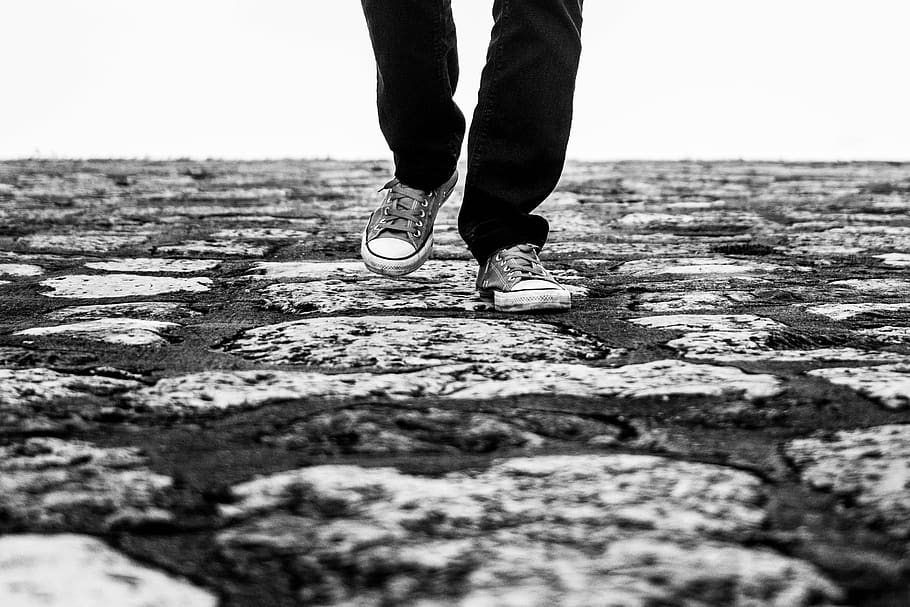 caminar, pies, huella, camino, pasos, hombre, caminantes, persona, motivación, humana