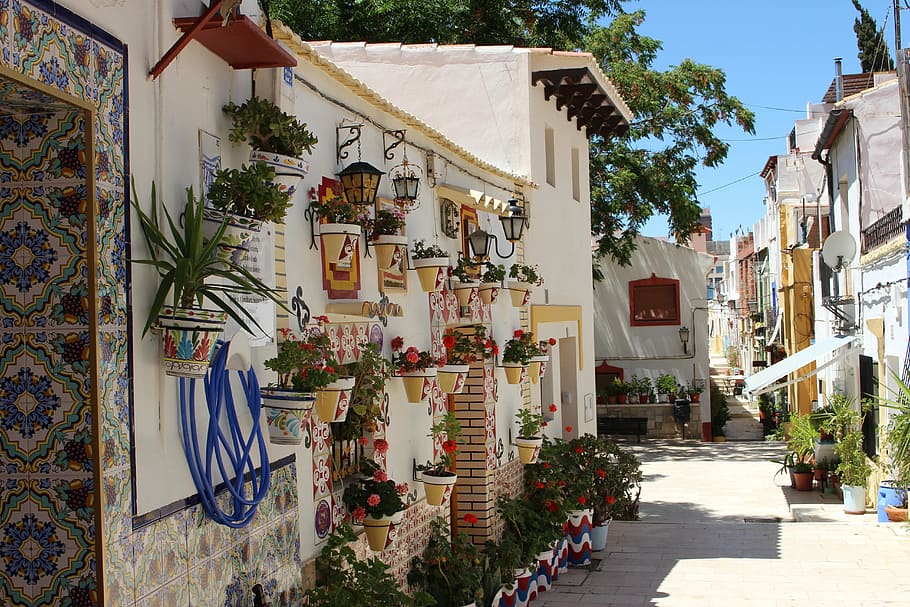 neighborhood of the santa cruz, alicante, costa blanca, tourism, urban, spain, mediterranean, walk, landscape, mediterranean sea
