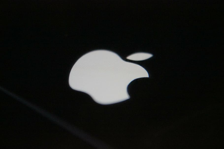apple logo, apple, black, black white, iphone, logo, phone, technology, white, black background
