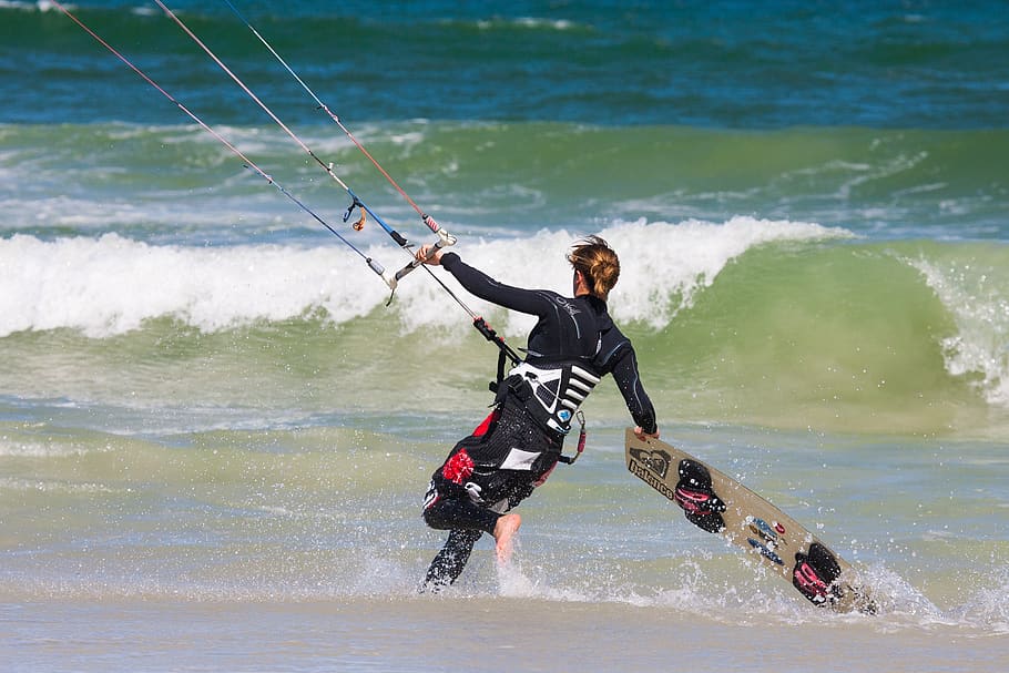 kite surfer, seashore, surf, sea, wind, waves, kite boarder, kite boarding, kite-surfing, ocean