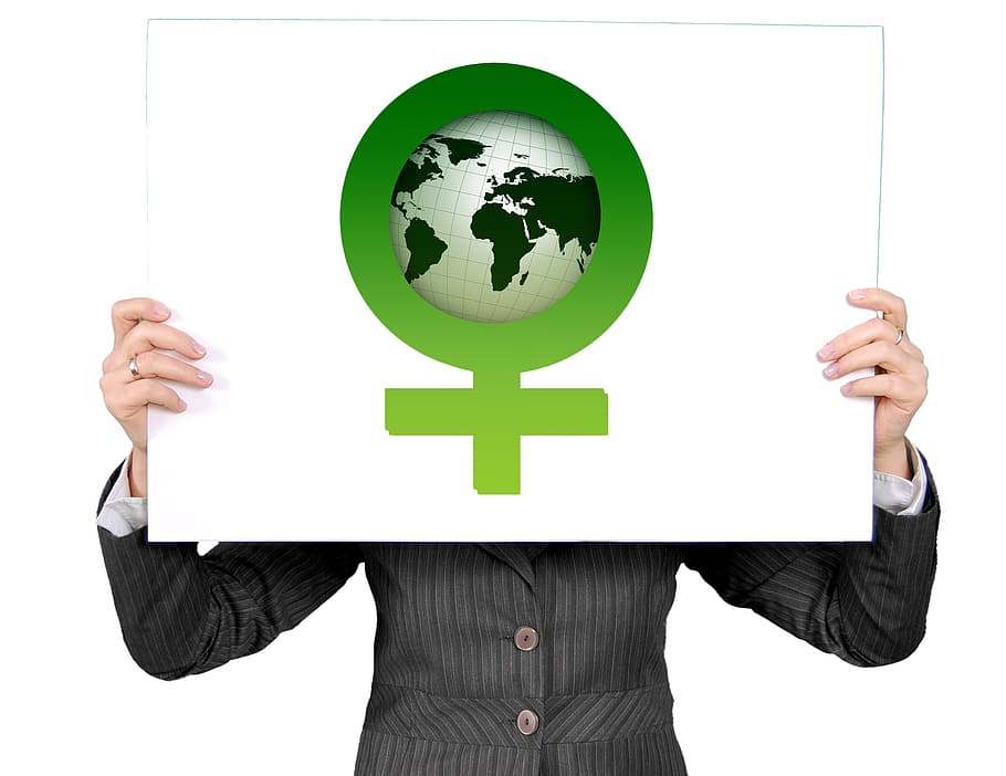 person, holding, white, green, signage, businesswoman, women's power, specialist, woman, female