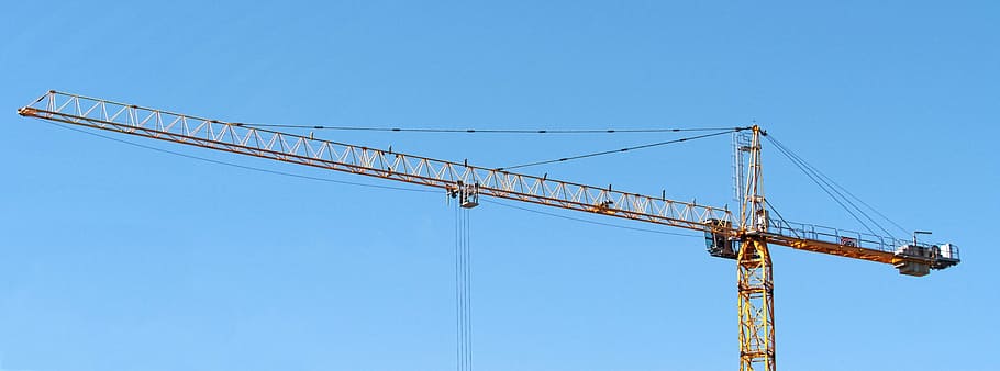 Crane, Tall, Tower, Banner, High, construction, mast, jib, horizontal, slew