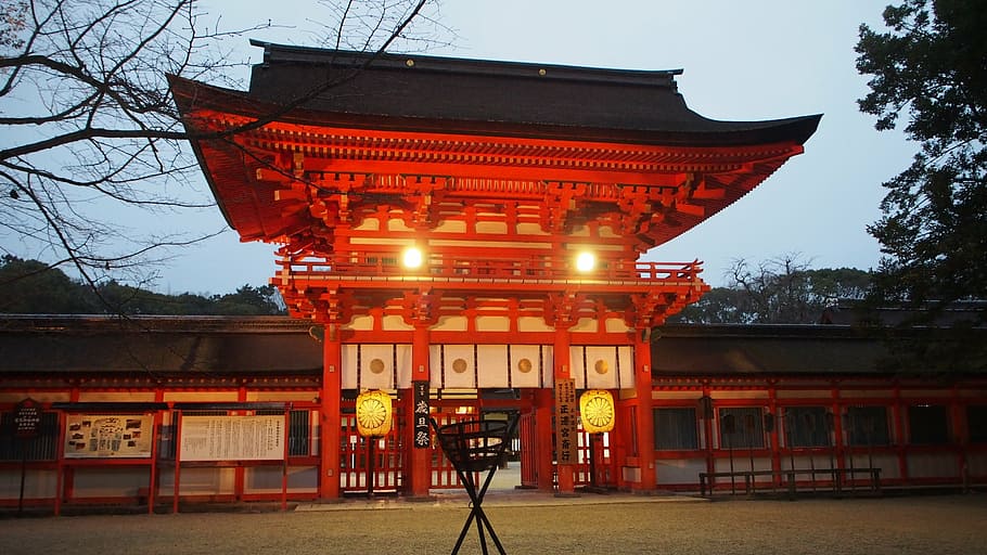 japão, escarlate, torii, santuário, kyoto, pato, adoração, religião, fé, portão