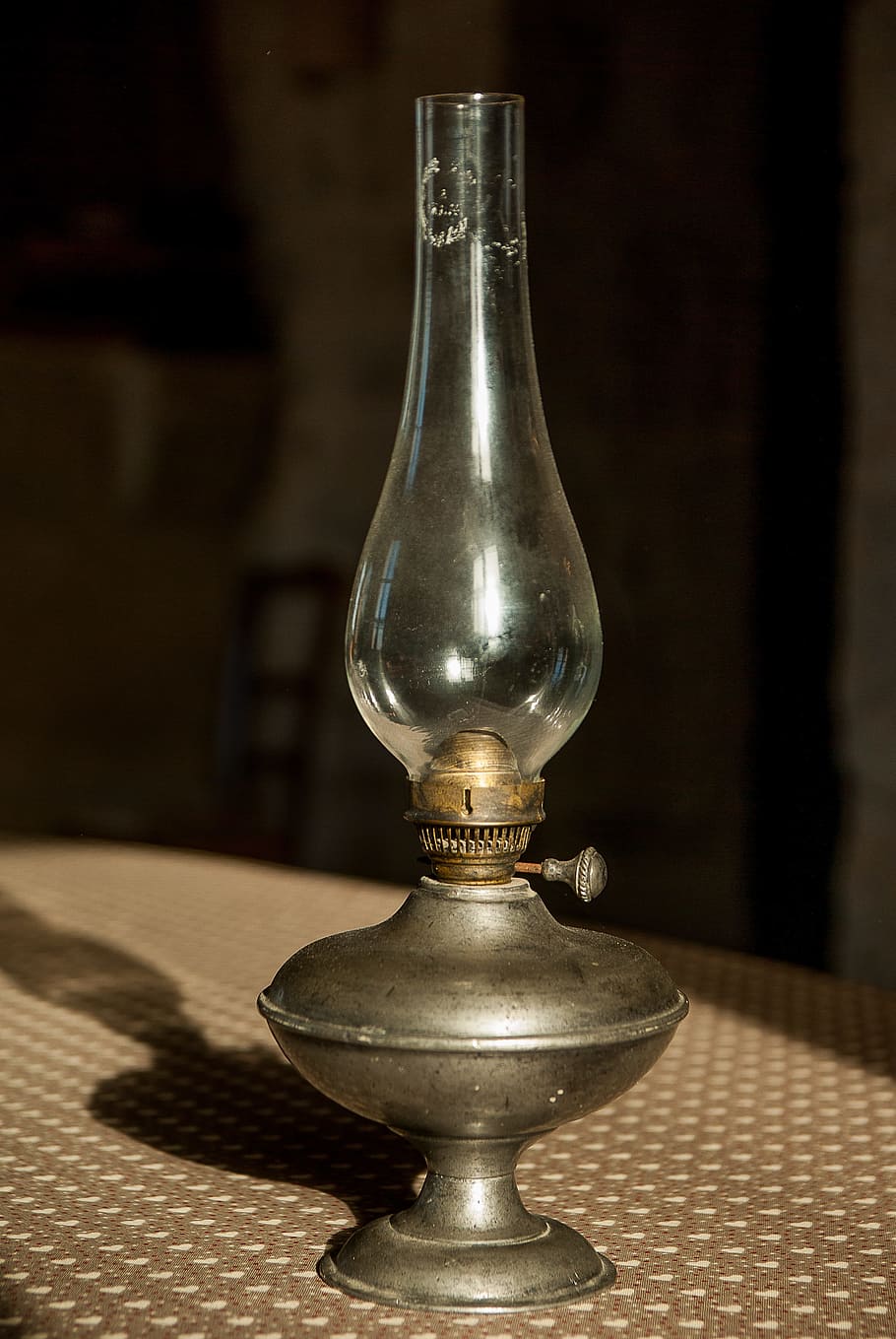 grey, oil lamp, table, lighting, lamp, former, flea market, glass - material, container, focus on foreground