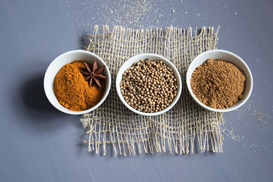 spices, ingredients, seasoning, cuisine, food, cooking, seeds, coriander, anise, paprika