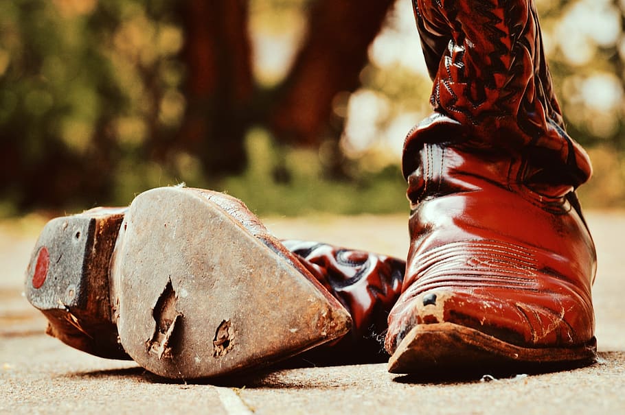 Cowboy Boots, Leather, 80S, Retro, boots, old, leather boots, shoes, shoe, outdoors