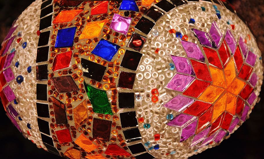 multicolored tiffany lamps, mosaic, tile, art, ceramic, colorful, decorative, design, orient, artwork