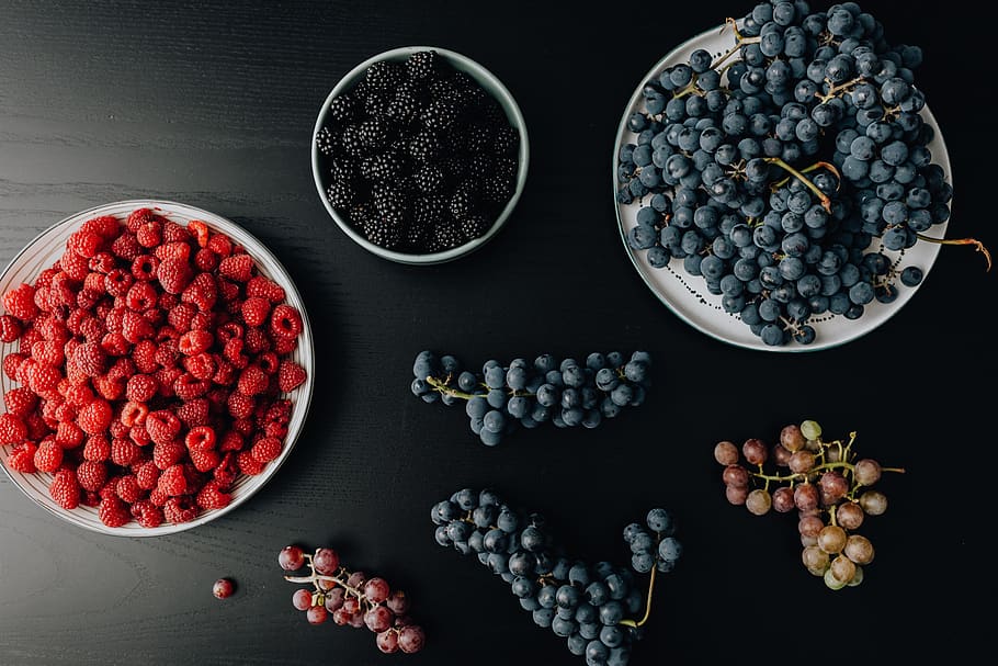 fruits, berries, healthy, eco, vegan, Grapes, blackberries, raspberries, fruit, berry fruit