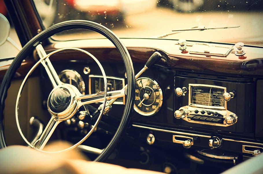 chrome car steering wheel, oldtimer, interior, us vehicle, auto, vehicle, classic, automotive, us car, rarity