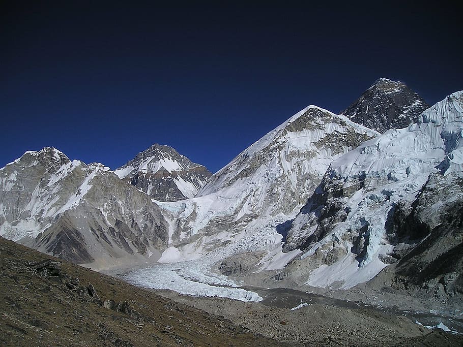 fotografía, nieve, cubierto, montaña, durante el día, nepal, himalaya, everest, montañas, occidental