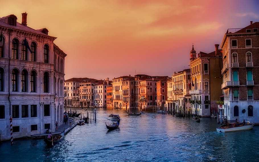 Venesia, Italia, Kanal Besar, perahu, kota, perkotaan, bangunan, objek wisata, pariwisata, tengara