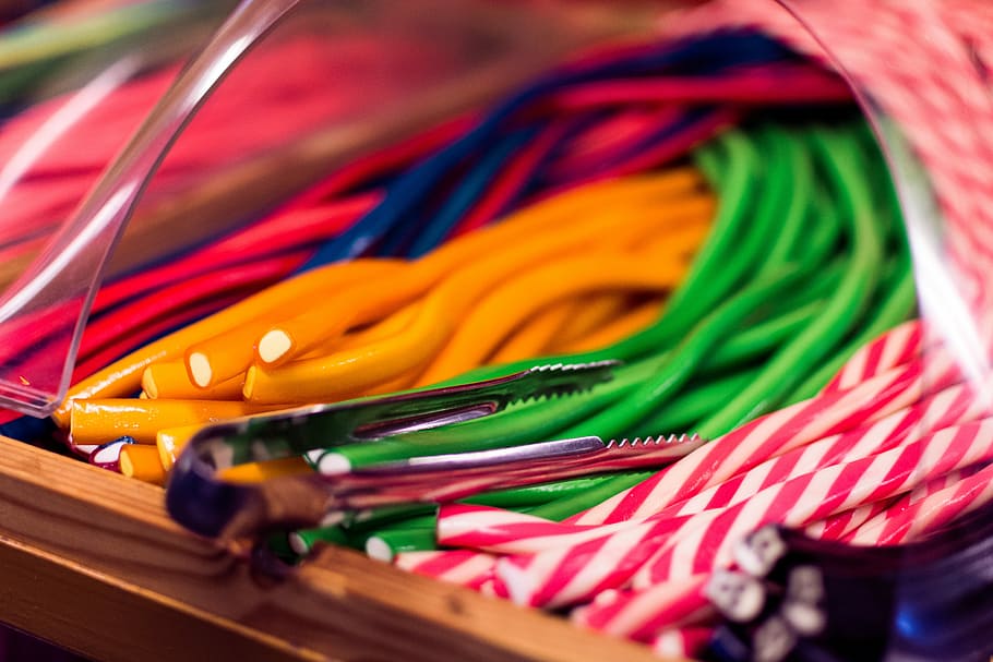 tongkat permen manis, tongkat, permen, warna-warni, manis, peralatan, kabel, saluran listrik, listrik, close-up