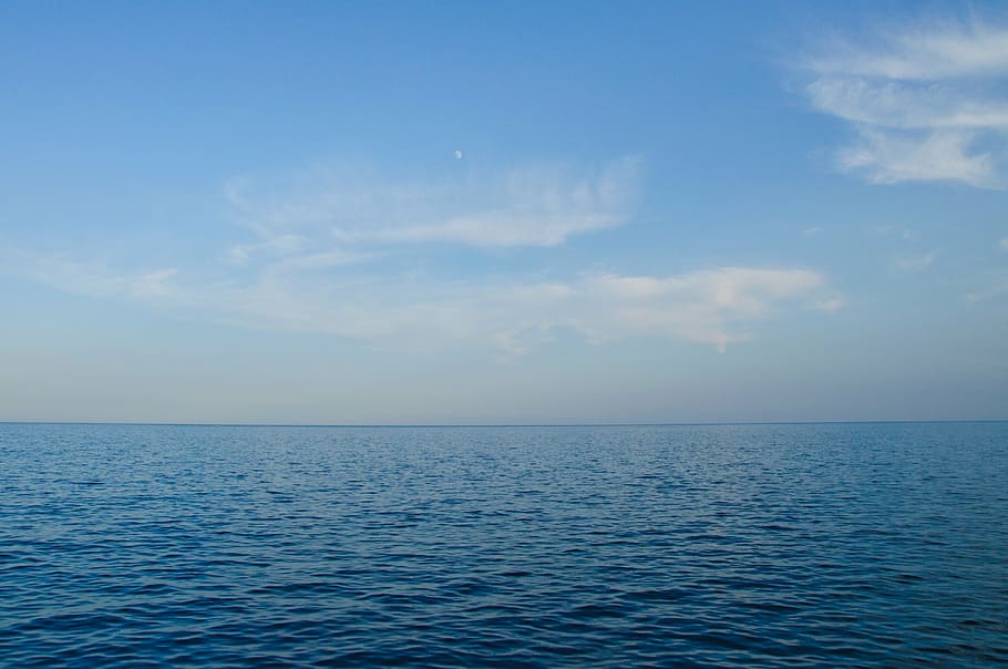photo of ocean, photograph, sea, blue, sky, water, ocean, horizon, nature, horizon over water