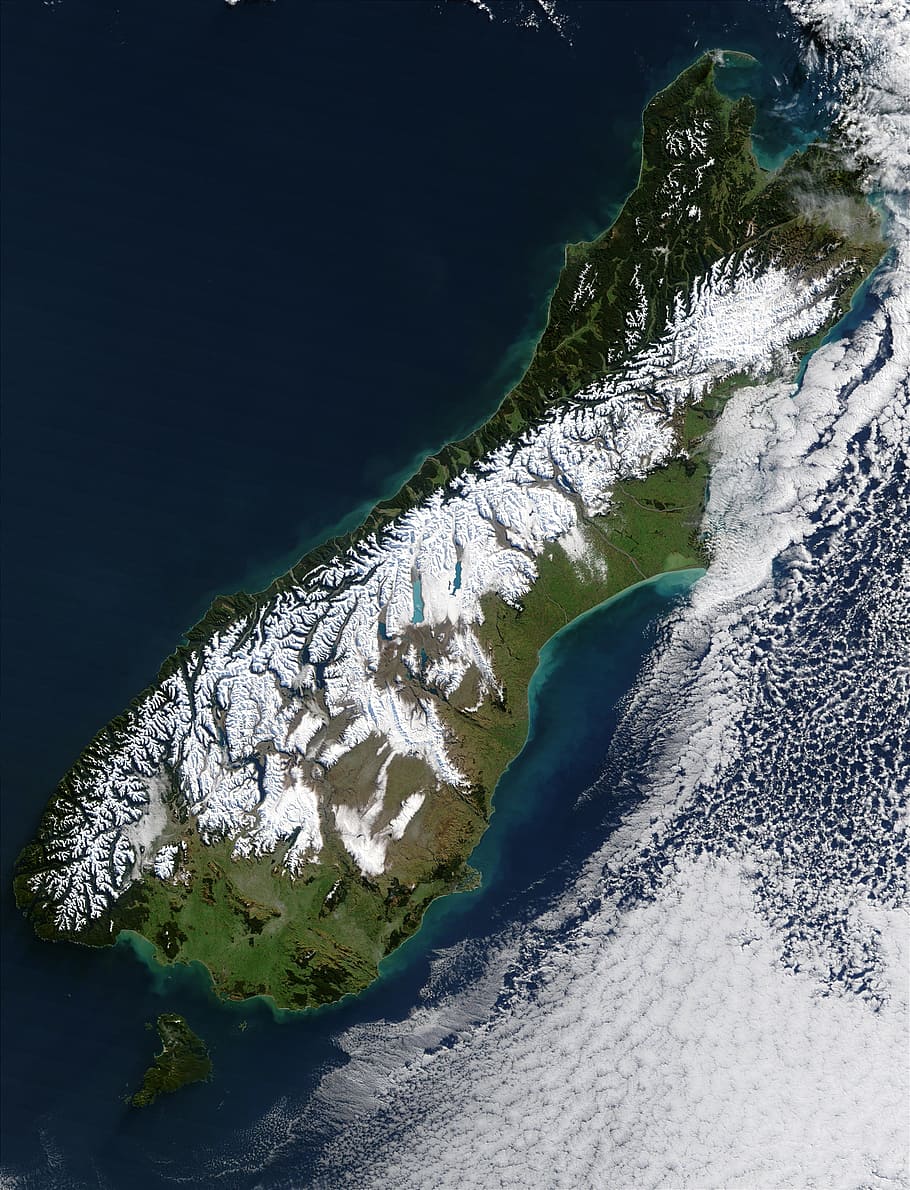 new, zealand, south, island, New Zealand, South Island, new zealand, south island, satellite photo, satellite image, aerial view