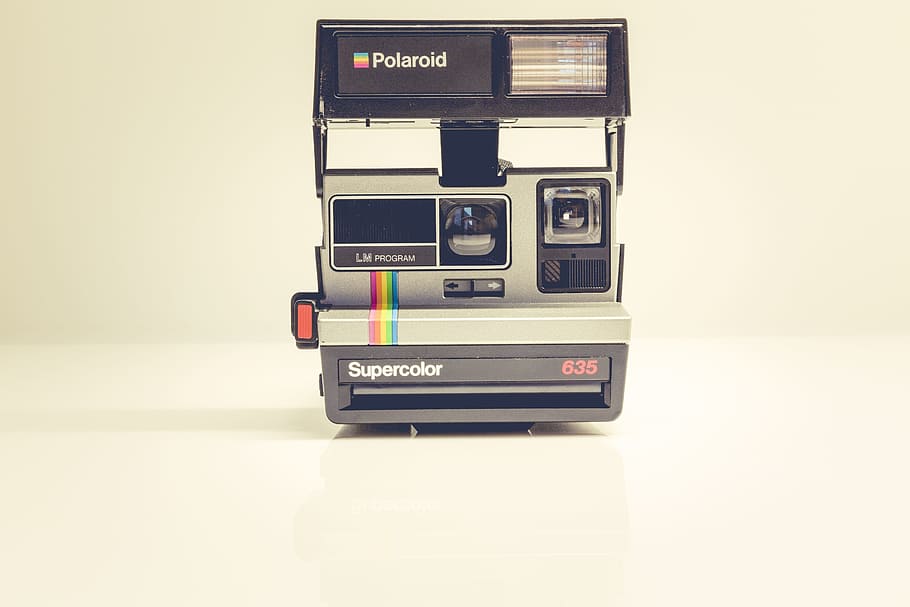 Полароид суперцветная камера, Ретро, ​​Поляроид, Камера, Суперцвет, технология, старомодный, в стиле ретро, ​​Аудиокассета, Музыка