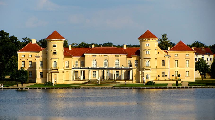 Castle, Rheinsberg, brandenbrurg, building, rheinsberg castle, house, building exterior, water, architecture, reflection