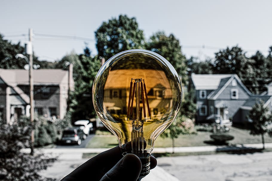 idea, bulb, light, street, yellow, innovation, solution, creative, business, brainstorm