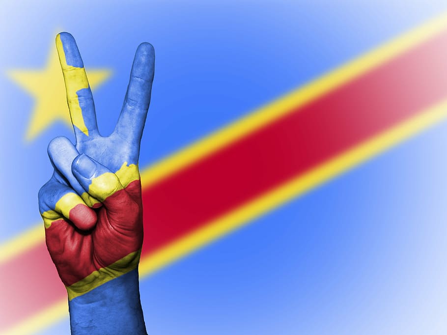 congo, democratic republic of the, peace, hand, nation, background, banner, colors, country, ensign