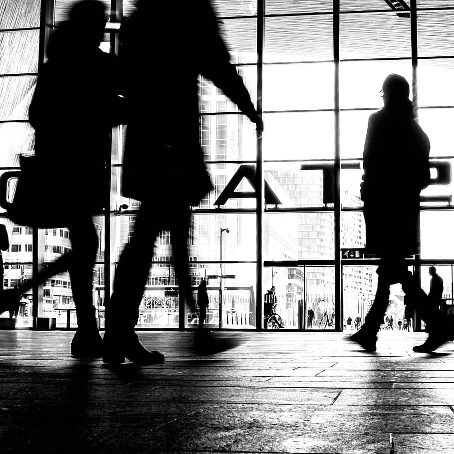 People, Legs, Walk, Travel, Station, rotterdam, on the go, together, blurred motion, silhouette