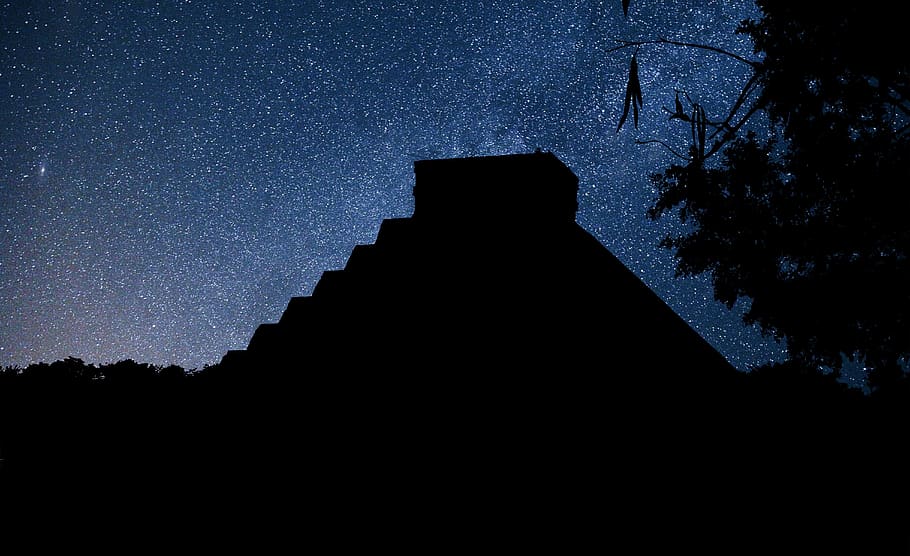 night, temple, maya, mexico, architecture, historical, travel, sky, tourism, holiday