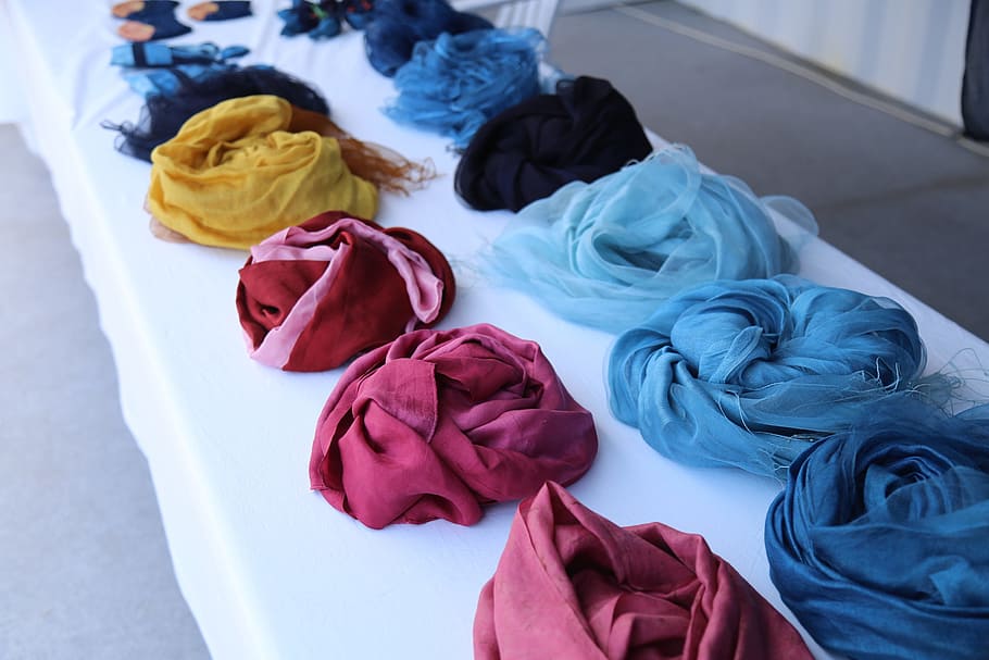 assorted, colored, textiles, lined, white, textile, natural-dyed cloth, natural dyeing, famous hat-bone, social economy