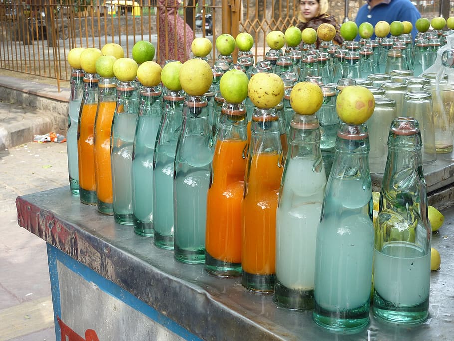 lemonade, market, india, food and drink, food, container, fruit, choice, freshness, healthy eating