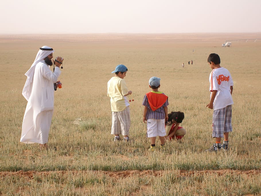 Arabia Saudita, familia, desierto, niños, saudí, padre, filmación, cámara, madre, niño