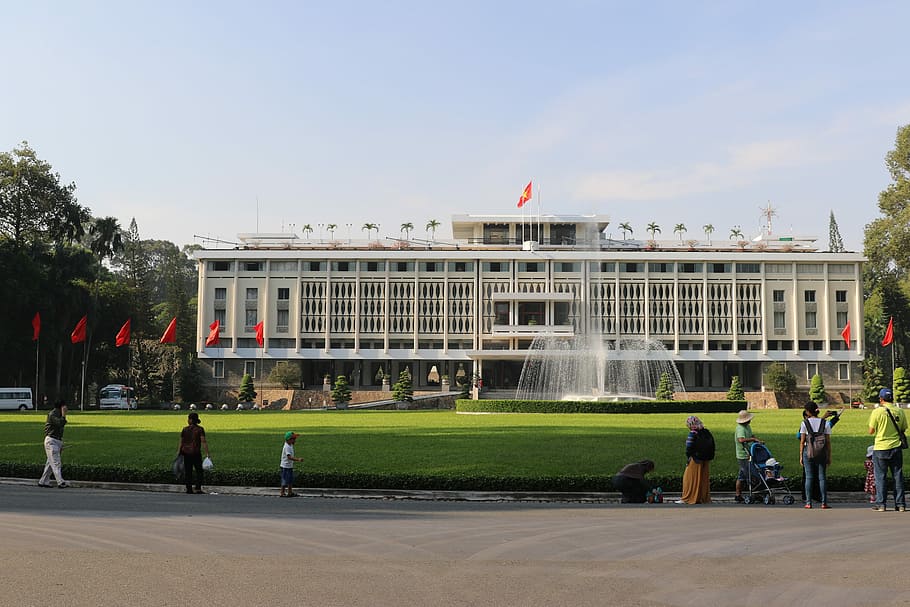 orang, air mancur, Vietnam, Museum, Istana Kepresidenan, asia tenggara, secara historis, pusat pemerintahan, saigon, pengunjung