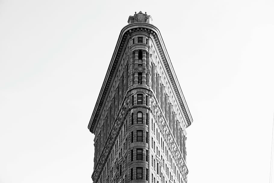 gray, painted, triangular, building, flatiron building, new york city, manhattan, landmark, famous, nyc