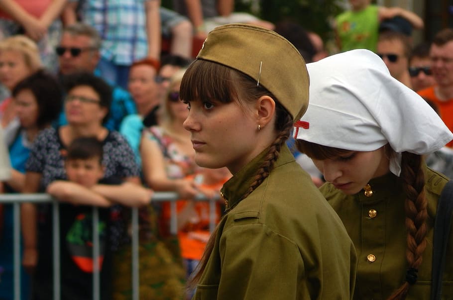 victory day, may 9, holiday, military uniform, soldiers, girl, group of people, child, men, portrait