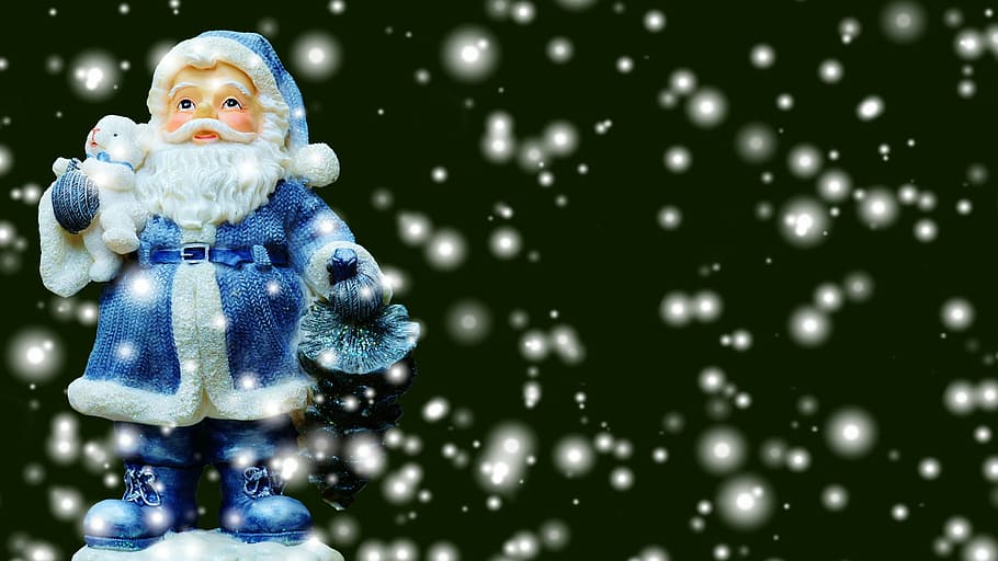 サンタ, 身に着けている, 青, 衣装, セラミック, 置物, クリスマス, サンタクロース, 図, 装飾