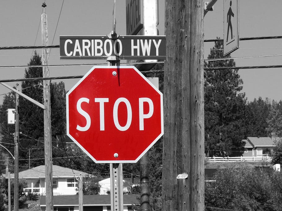 sinalização de paragem vermelho, Parar, Escudo, Sinal de rua, Sinal de estrada, sinal de stop, estrada, sinais de trânsito, vermelho, atenção