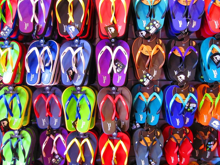 assorted-color pair, flip-flops lot photo, sandals, footwear, colorful, fashion, shoes, flip-flop, casual, pair