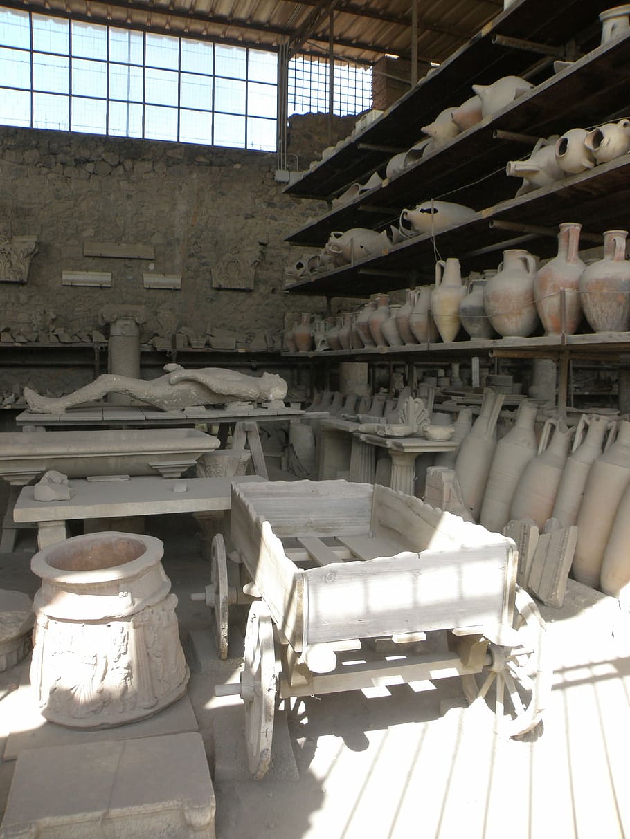 pompeii, italy, history, archeology, findings, antiquity, industry, indoors, architecture, day