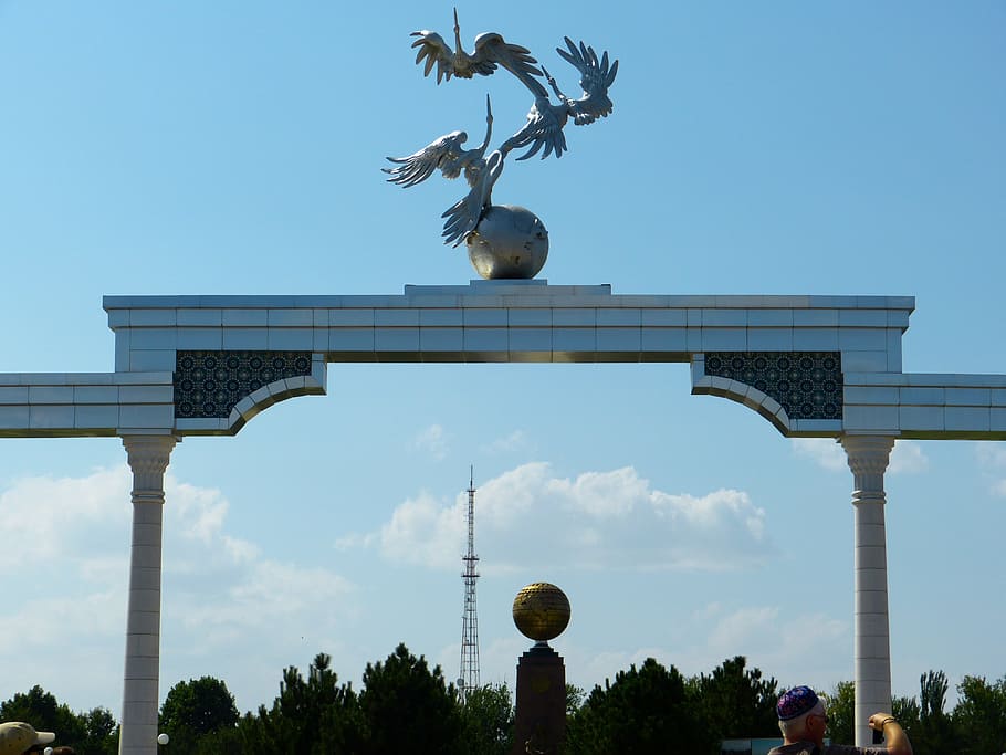 tashkent, independence square, monument, uzbekistan, architecture, sky, built structure, nature, day, travel destinations